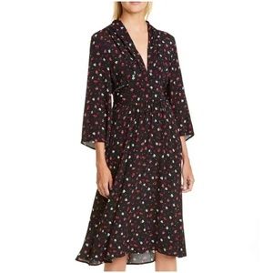 BA&SH Lilia V-Neck Floral Midi Dress EUC L